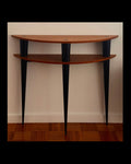 Australian demi lune silky oak console with tapered black legs