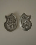 Dual sided pewter risque ashtray decor