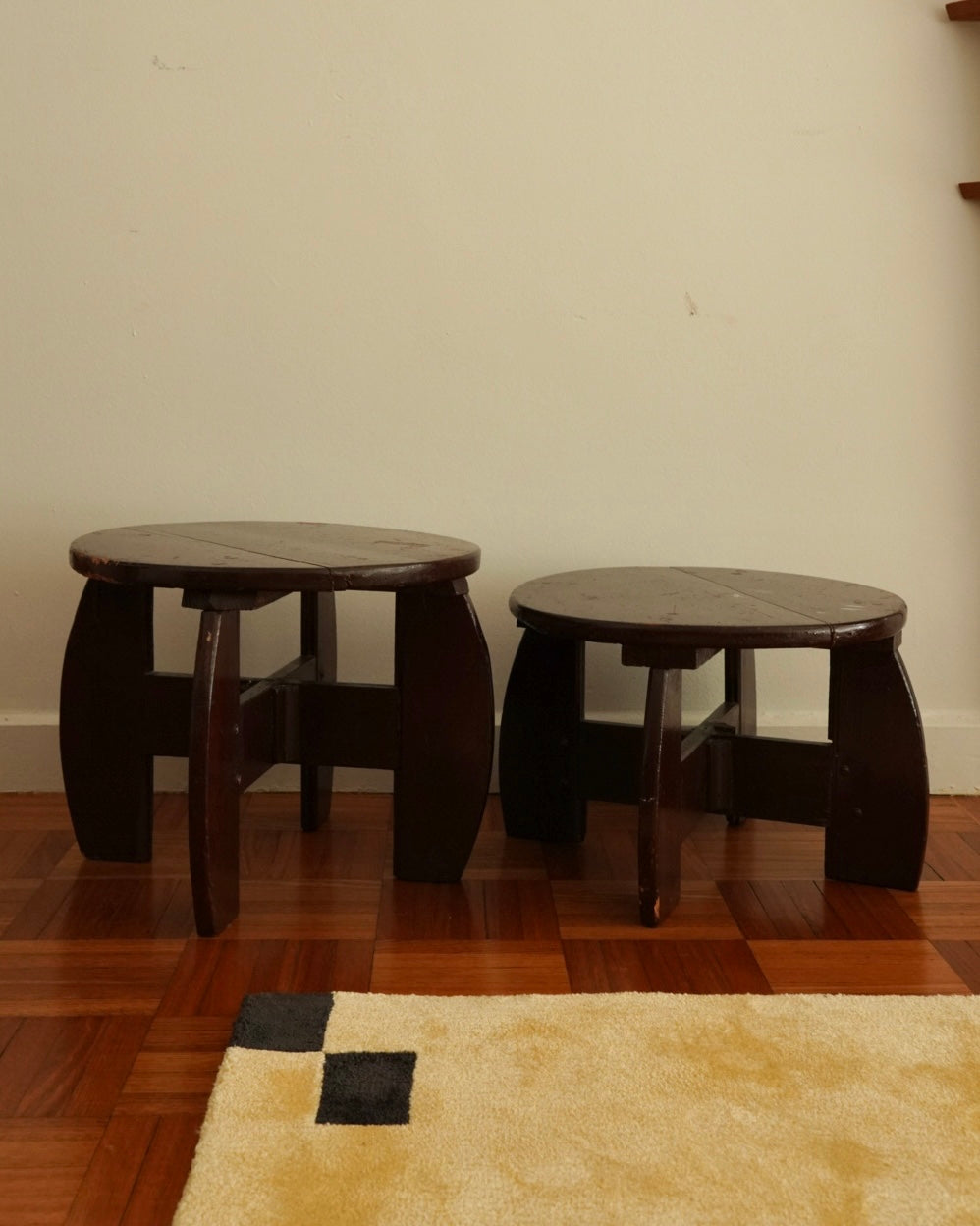 Pair of wooden stools/pedestals/plant stands