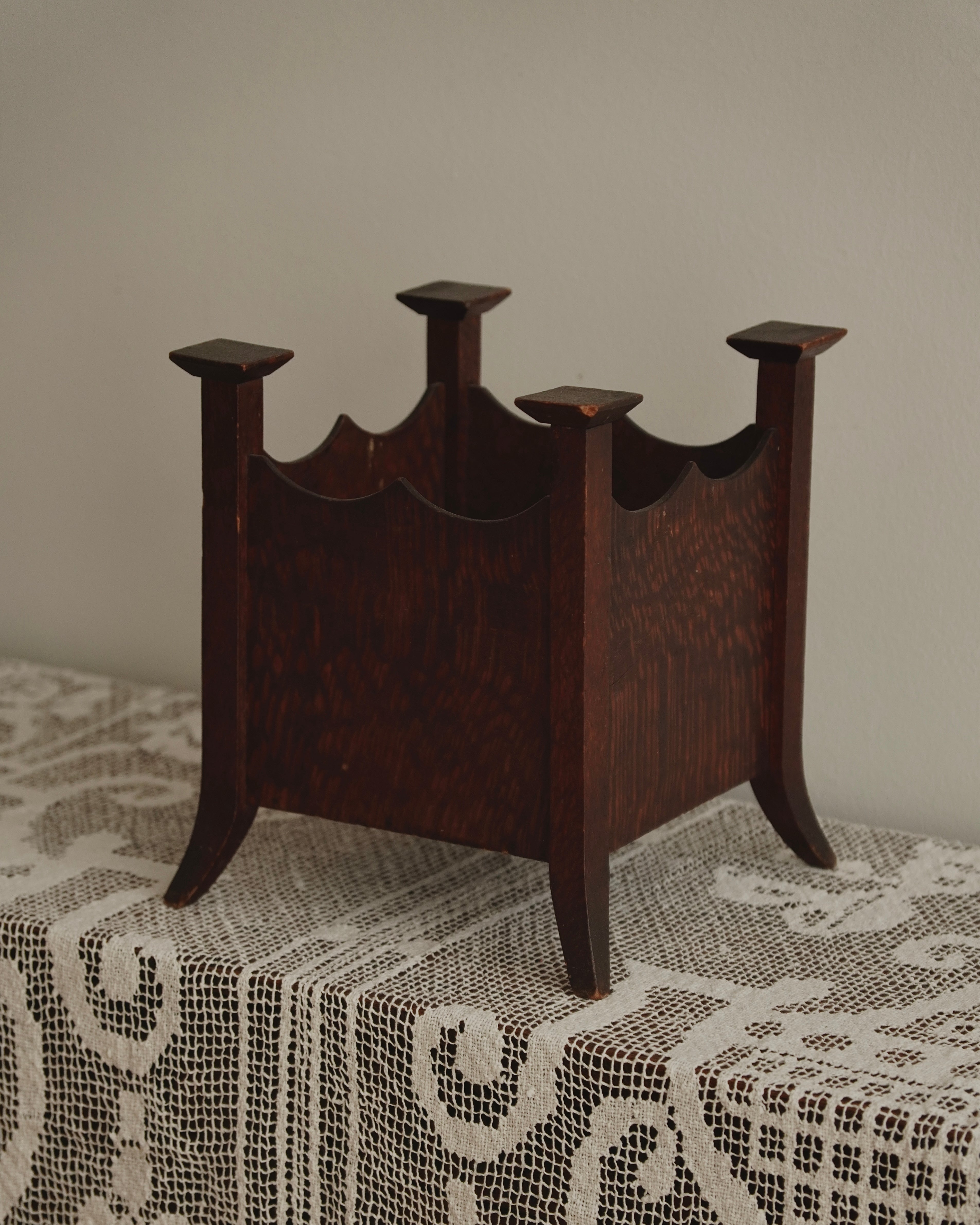 Wooden planter container (possibly tiger oak)