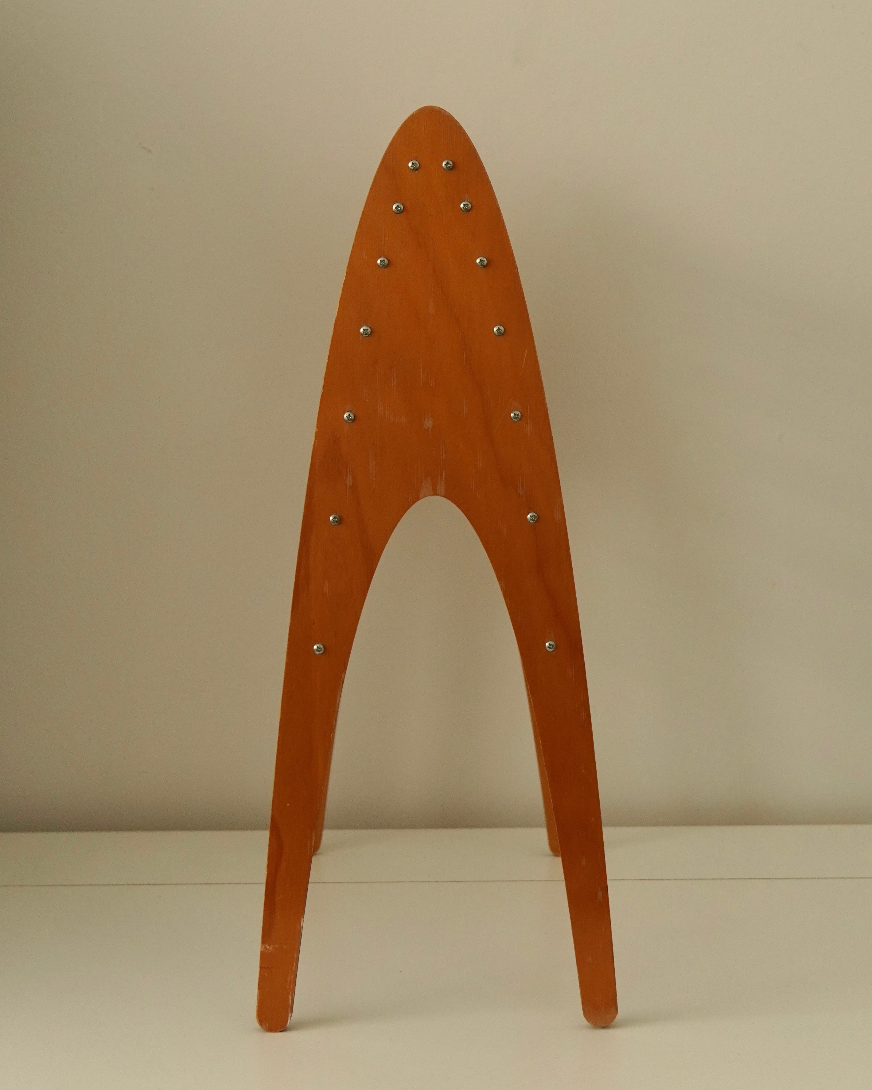 Atomic style wooden and metal magazine rack