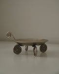 Metal single candle holder with spiral handle and feet