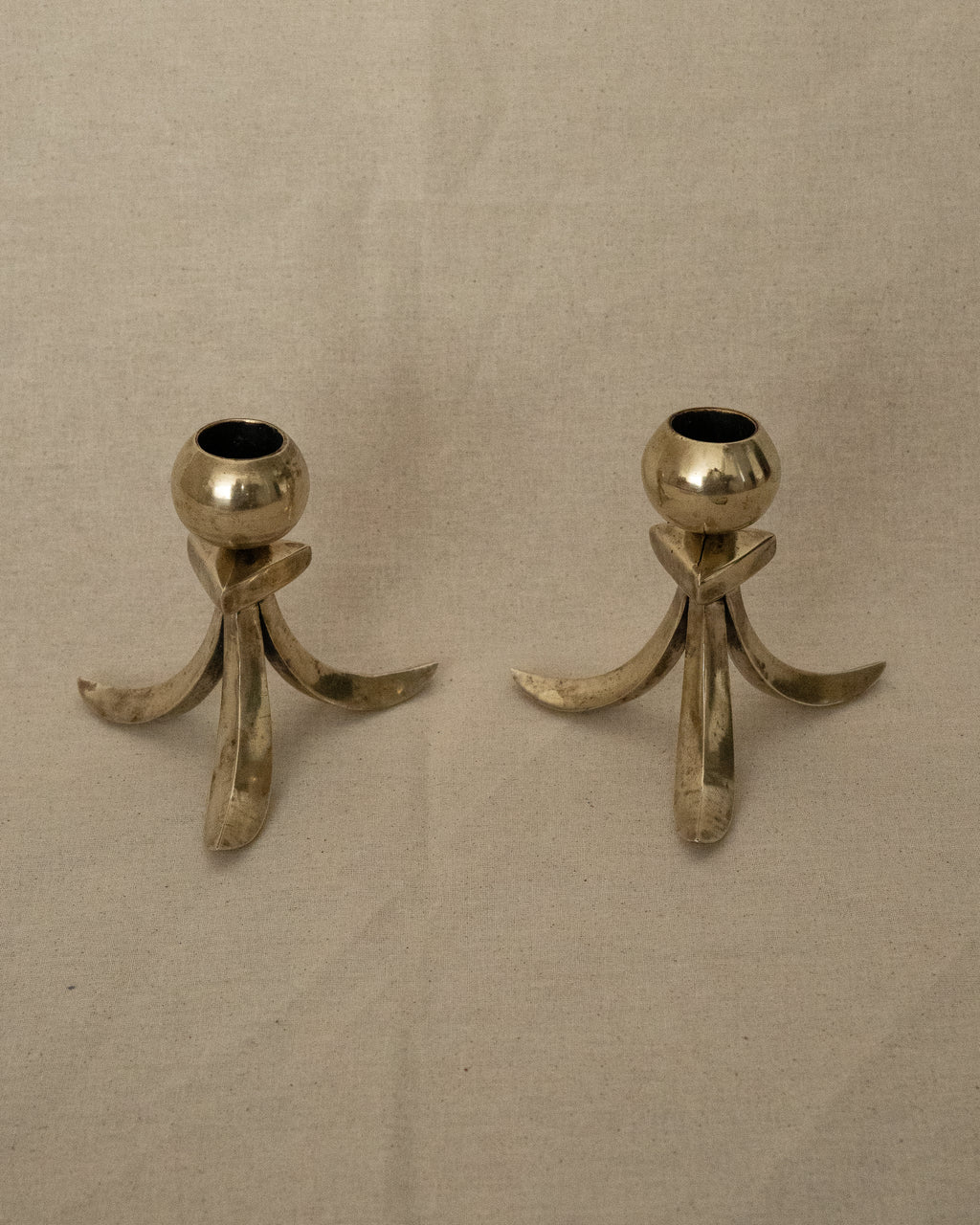Pair of brass candle holders
