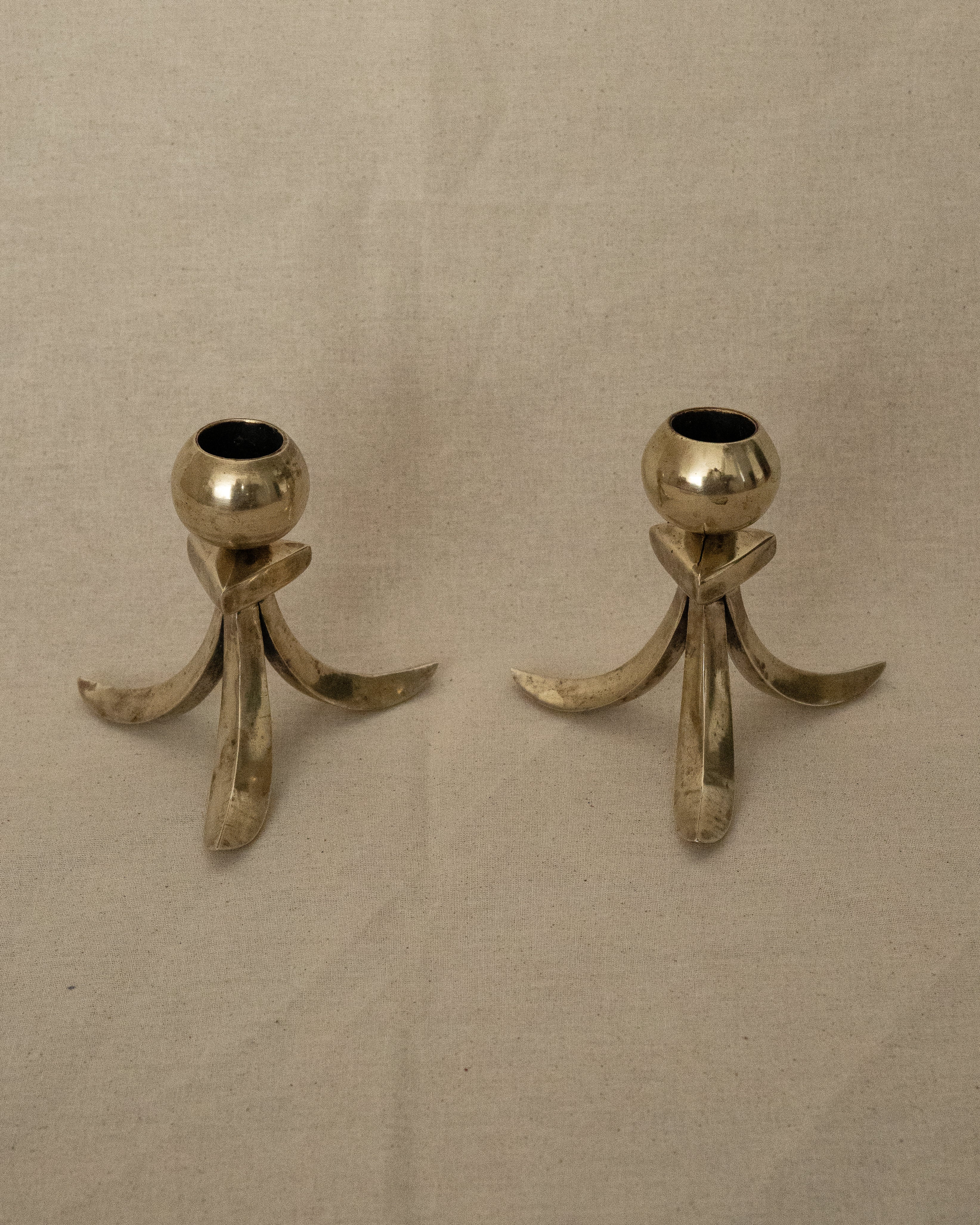 Pair of brass candle holders