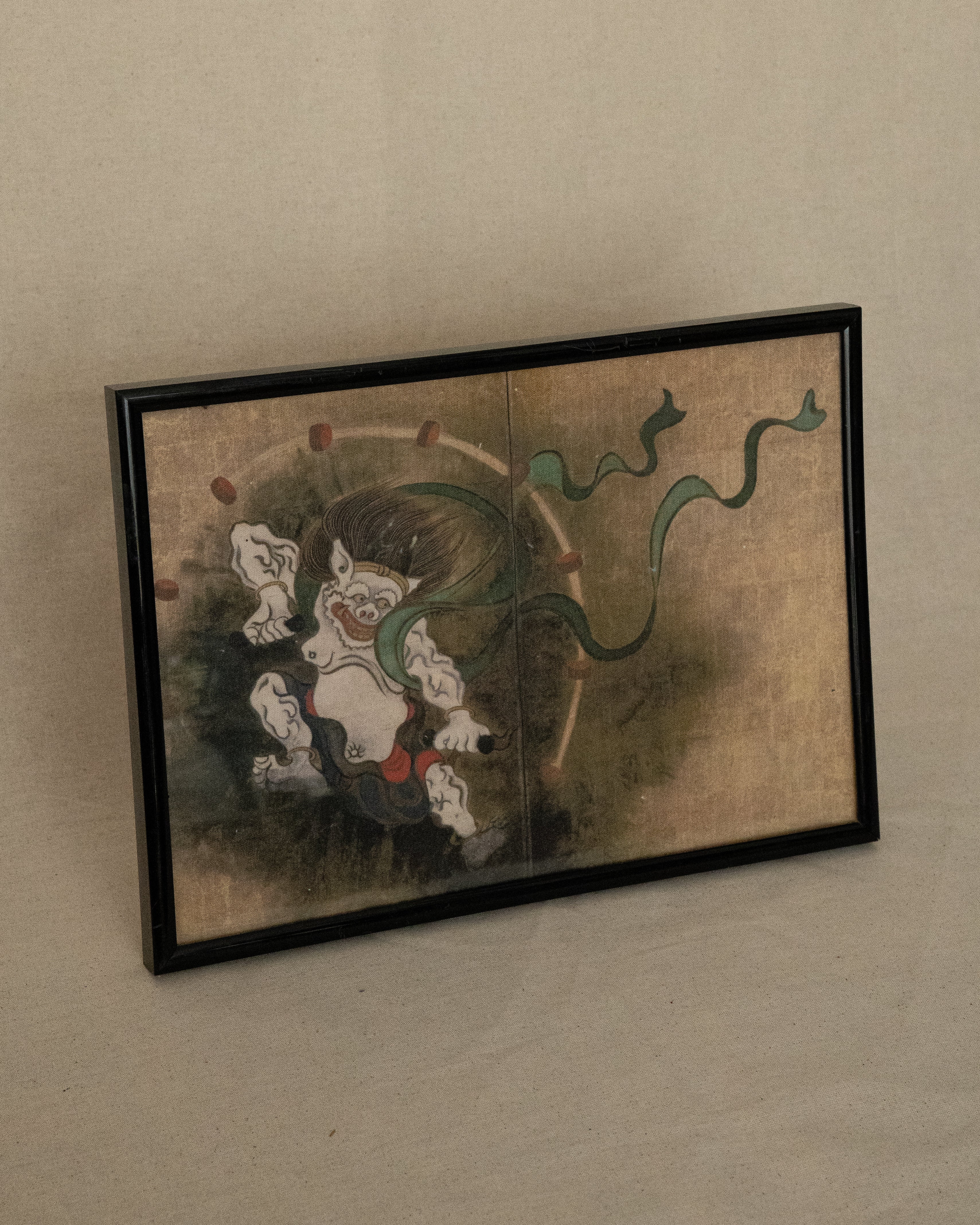 Framed japanese artwork on fabric