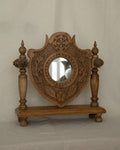 Chip carved wooden table top mirror