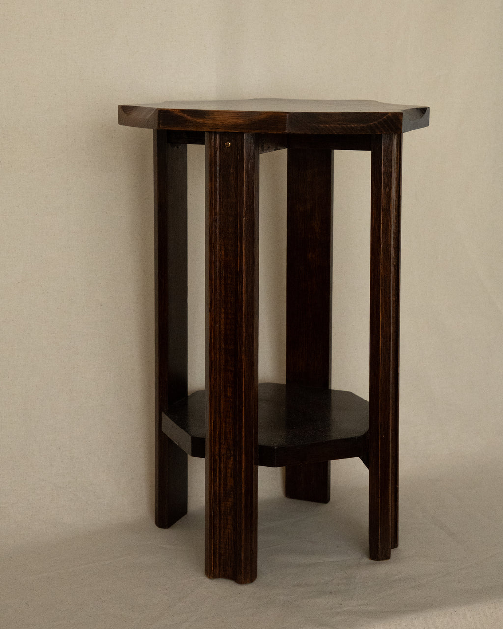 Carved wooden stool nightstand plant stand table