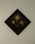 Framed diamond shape wooden floral artwork