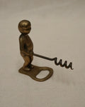 Male brass bottle opener and corkscrew