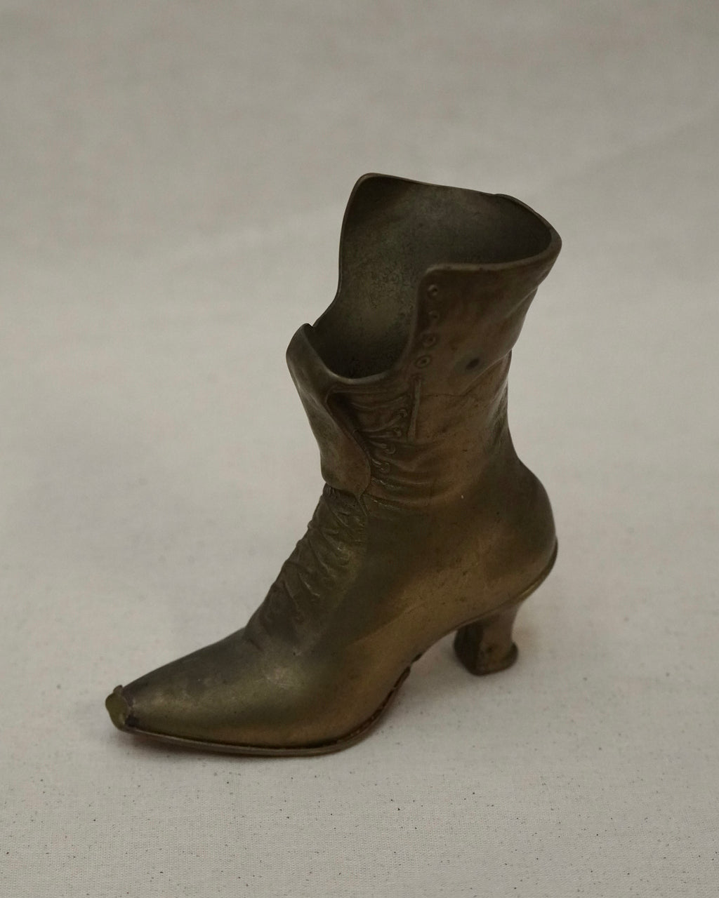 Brass boot trinket vase match holder