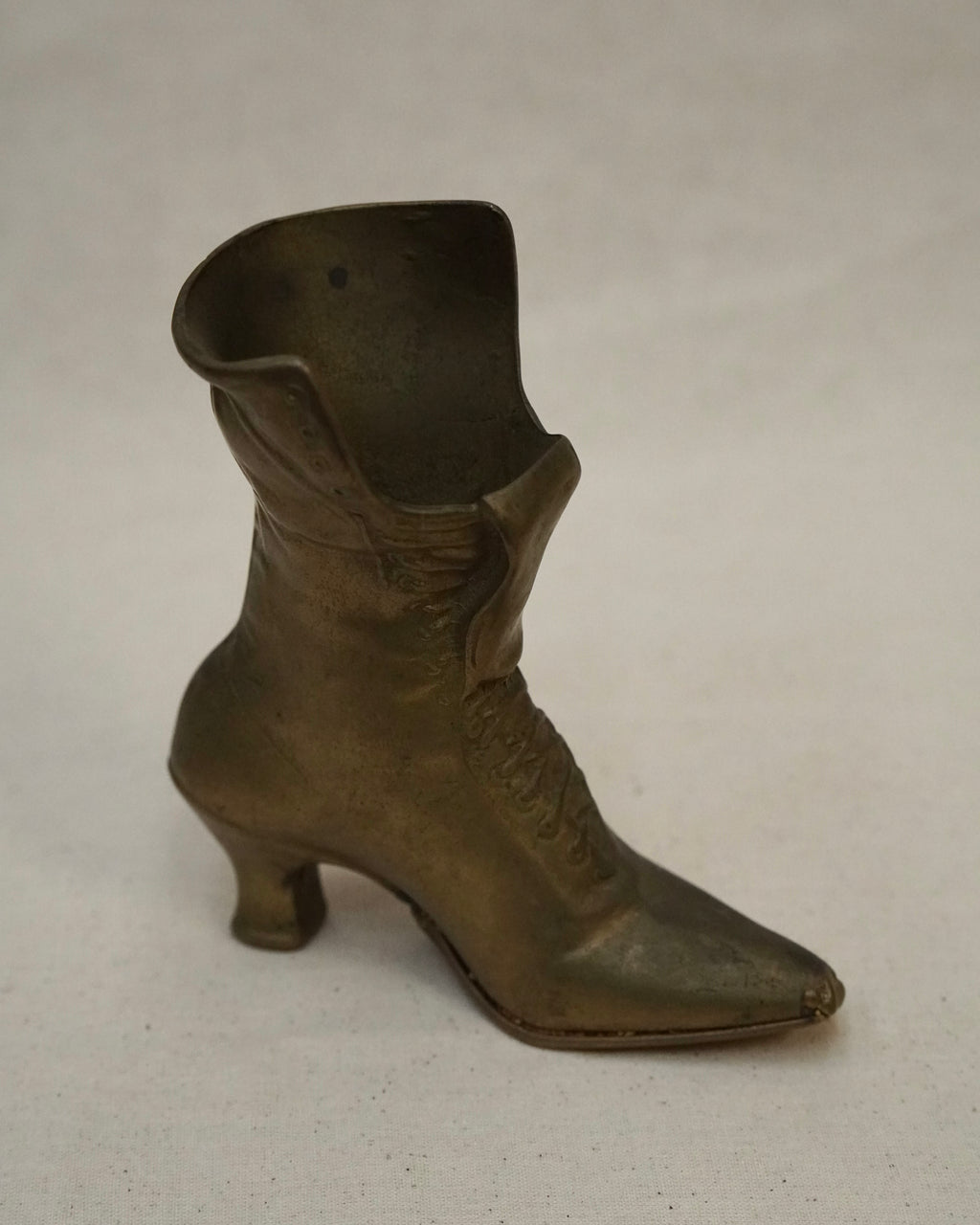 Brass boot trinket vase match holder