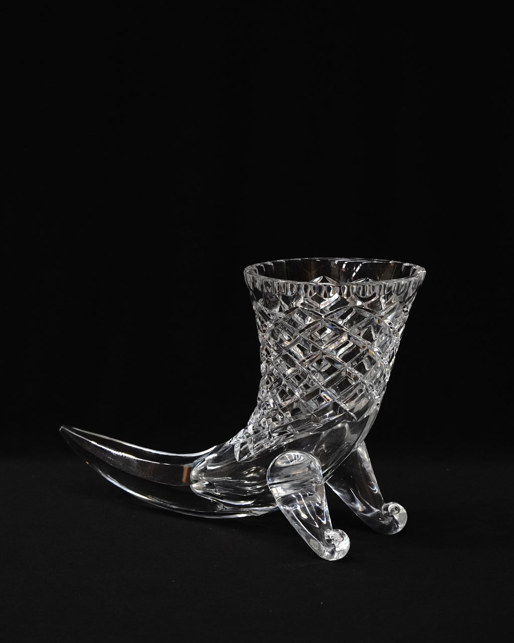 Crystal cornucopia vase