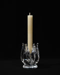 Crystal flower tulip candle holder, signed Warff, by Kosta Boda