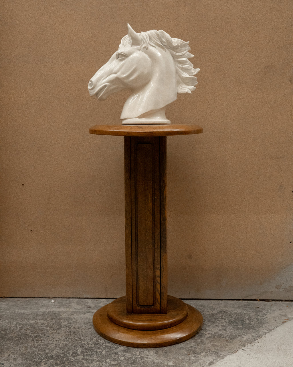 Japanese wooden pedestal plinth stand by "Maruni" with beautiful interlocking wooden joints