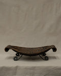 Woven bowl with metal frame and spiral feet