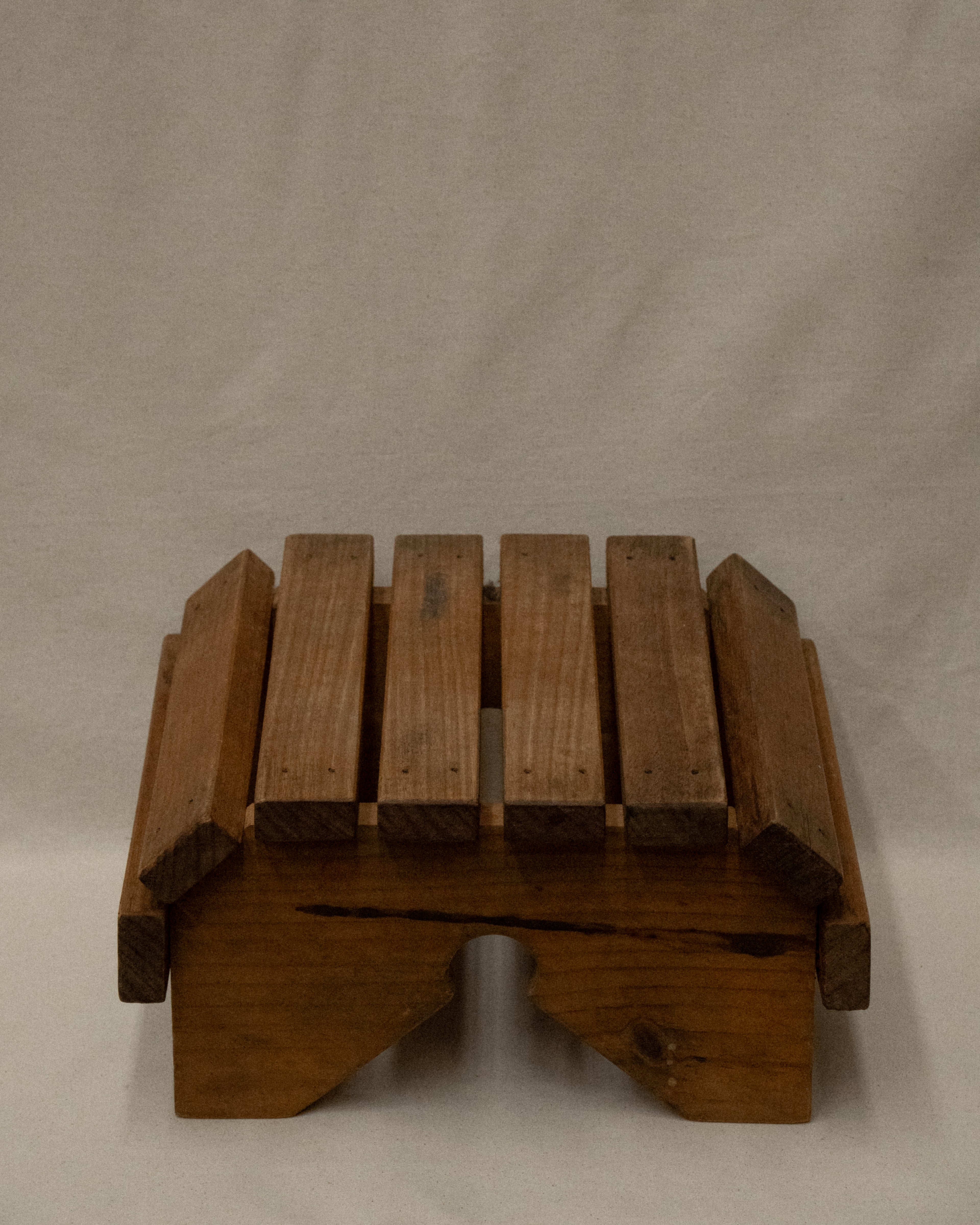 Slatted wooden stool
