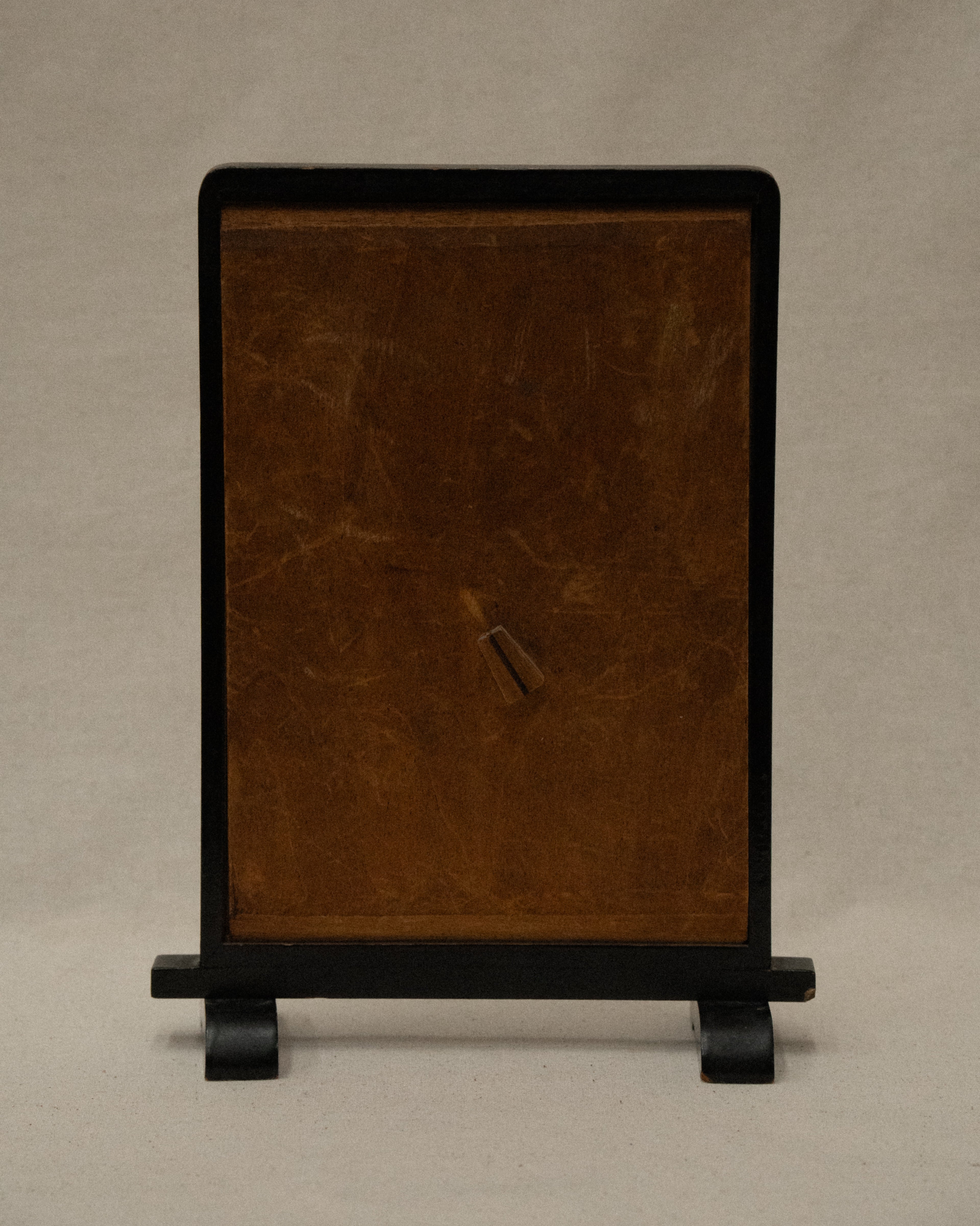 Japanese geisha embroidery artwork on wooden frame and stand