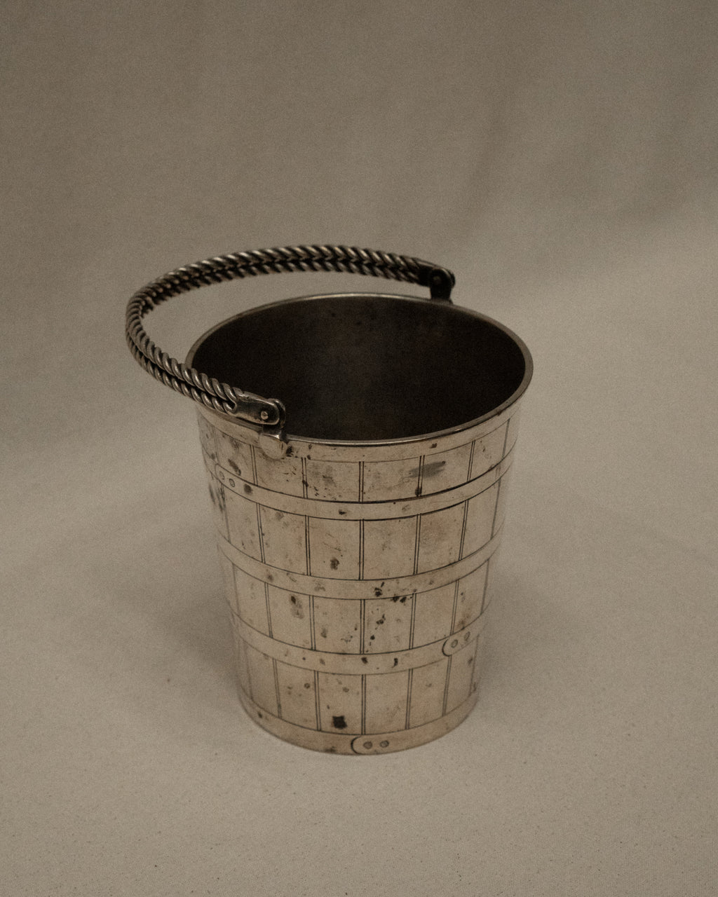 Silver plated bucket with handle