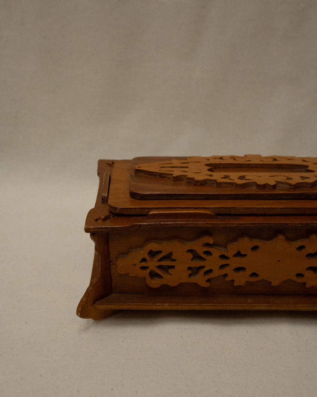 20th century handmade wooden box lined with fabric