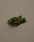 Japanese green painted wooden frog