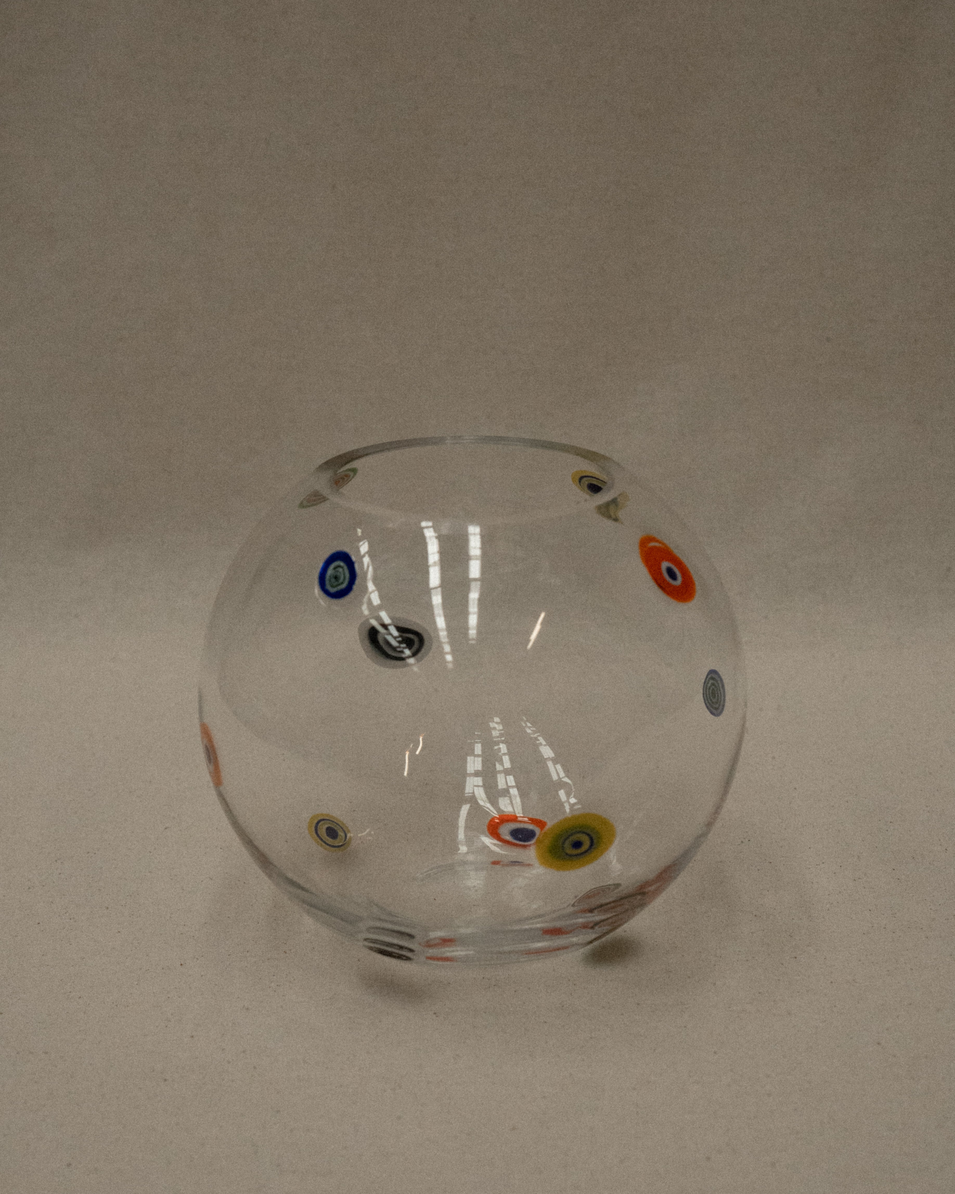 Glass ball vase with Millefiori Inlay, Murano style, Medium