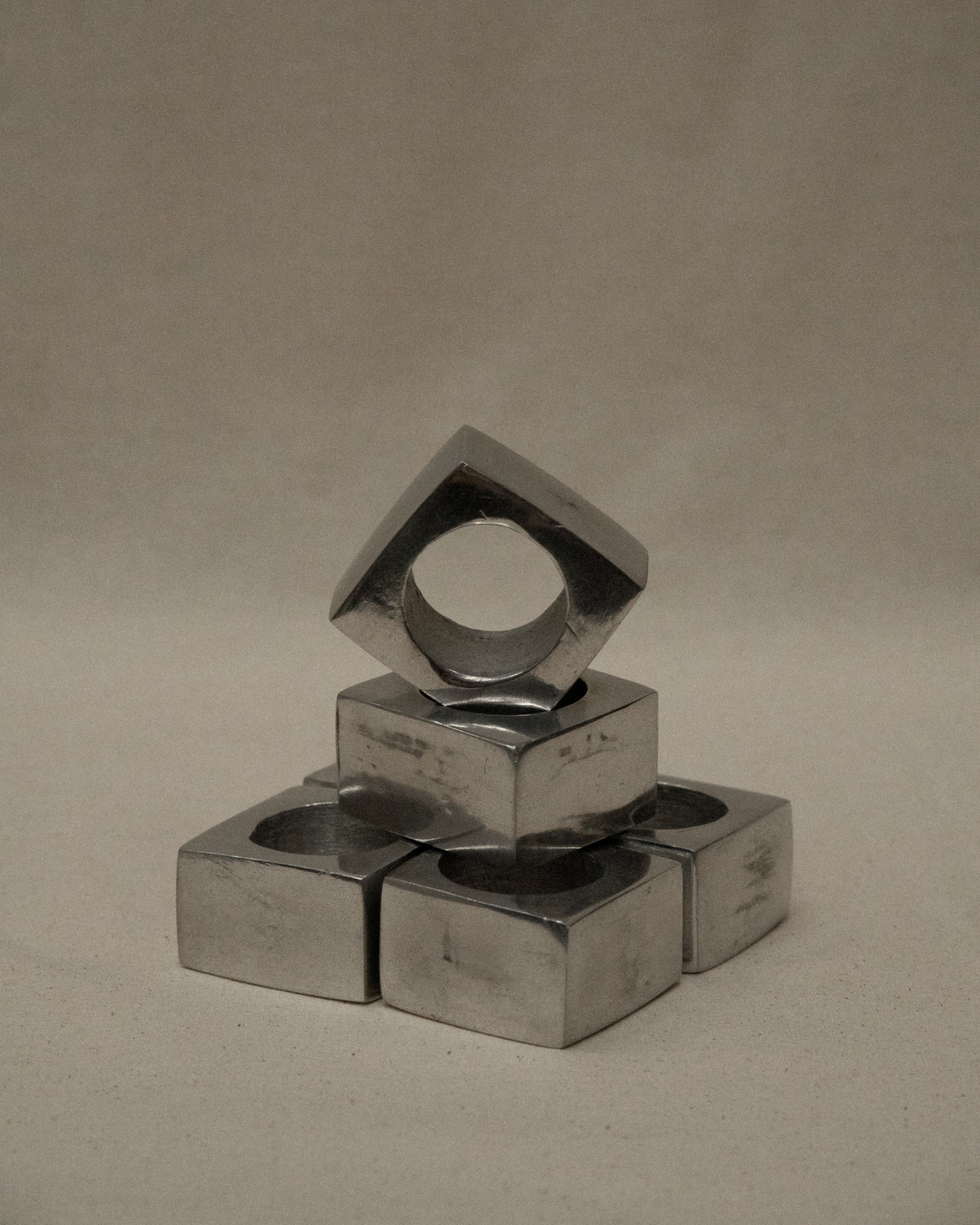 Set of 6 square chrome napkin holders