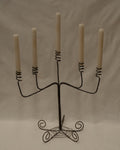 Wrought iron twisted candelabra with spiral feet