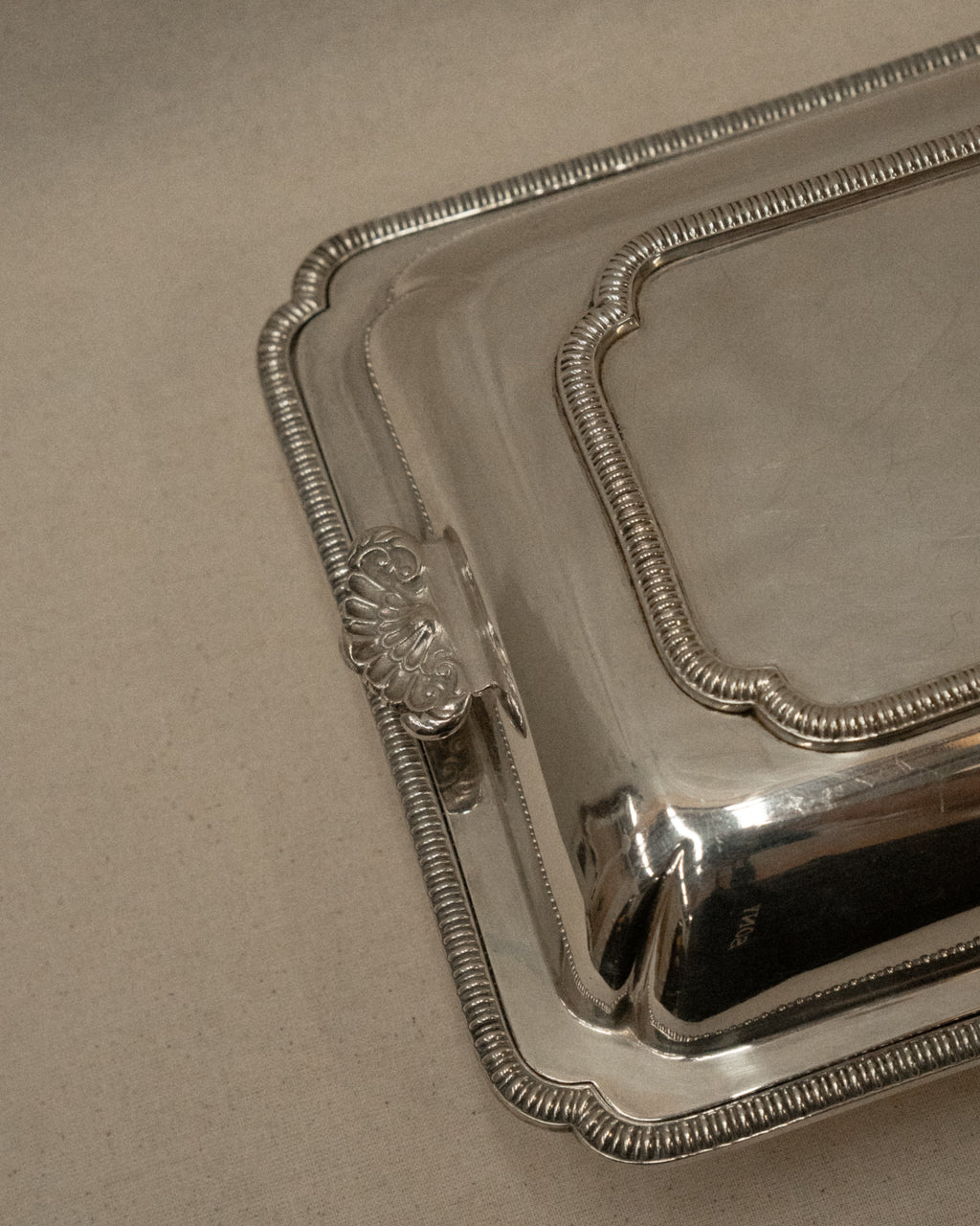 Silver plated tray with cloche with handles