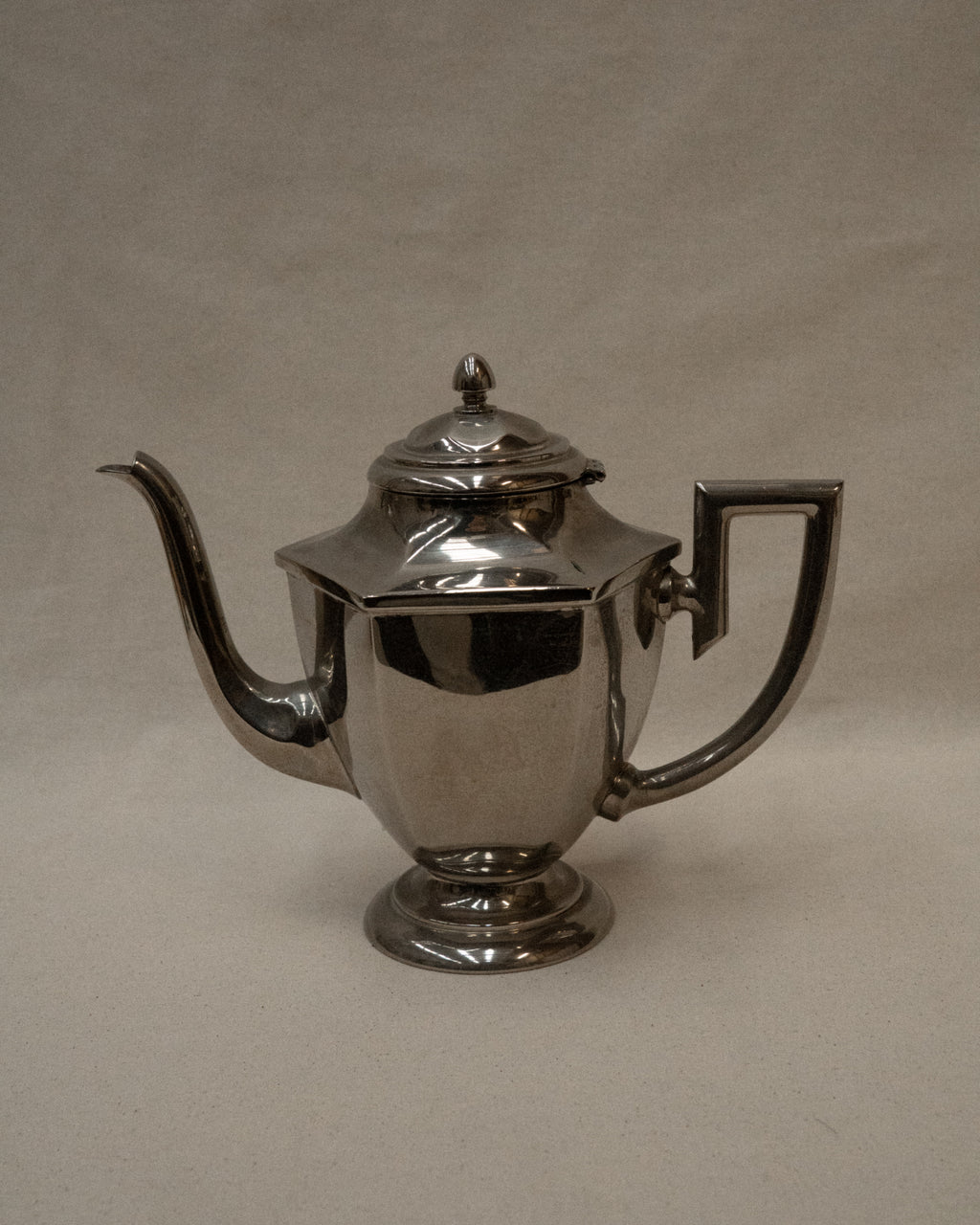 Set of chrome art deco set of coffee pot, sugar pot and milk jug