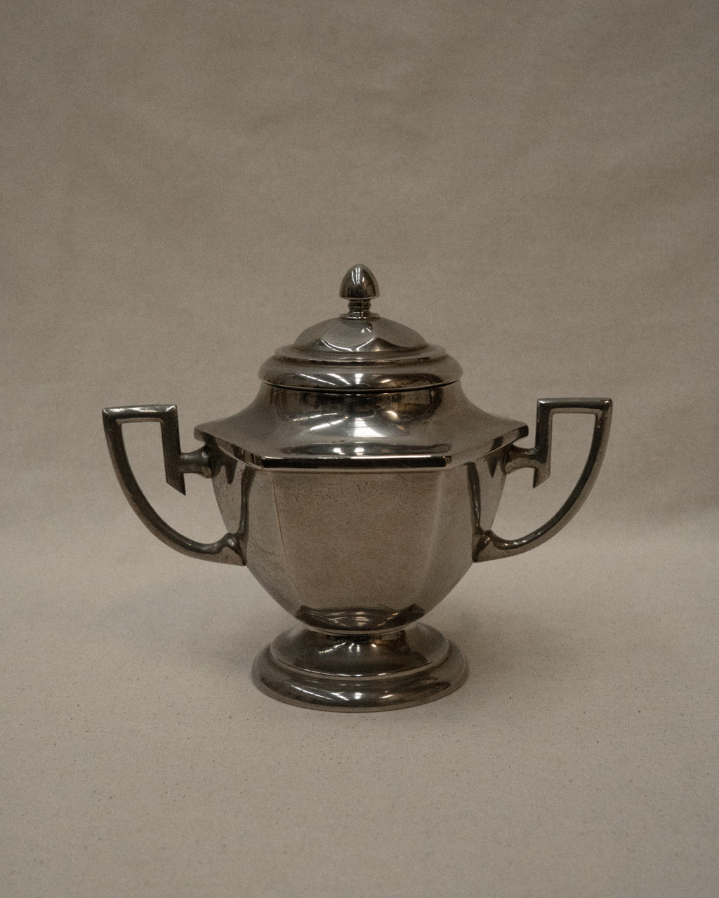 Set of chrome art deco set of coffee pot, sugar pot and milk jug