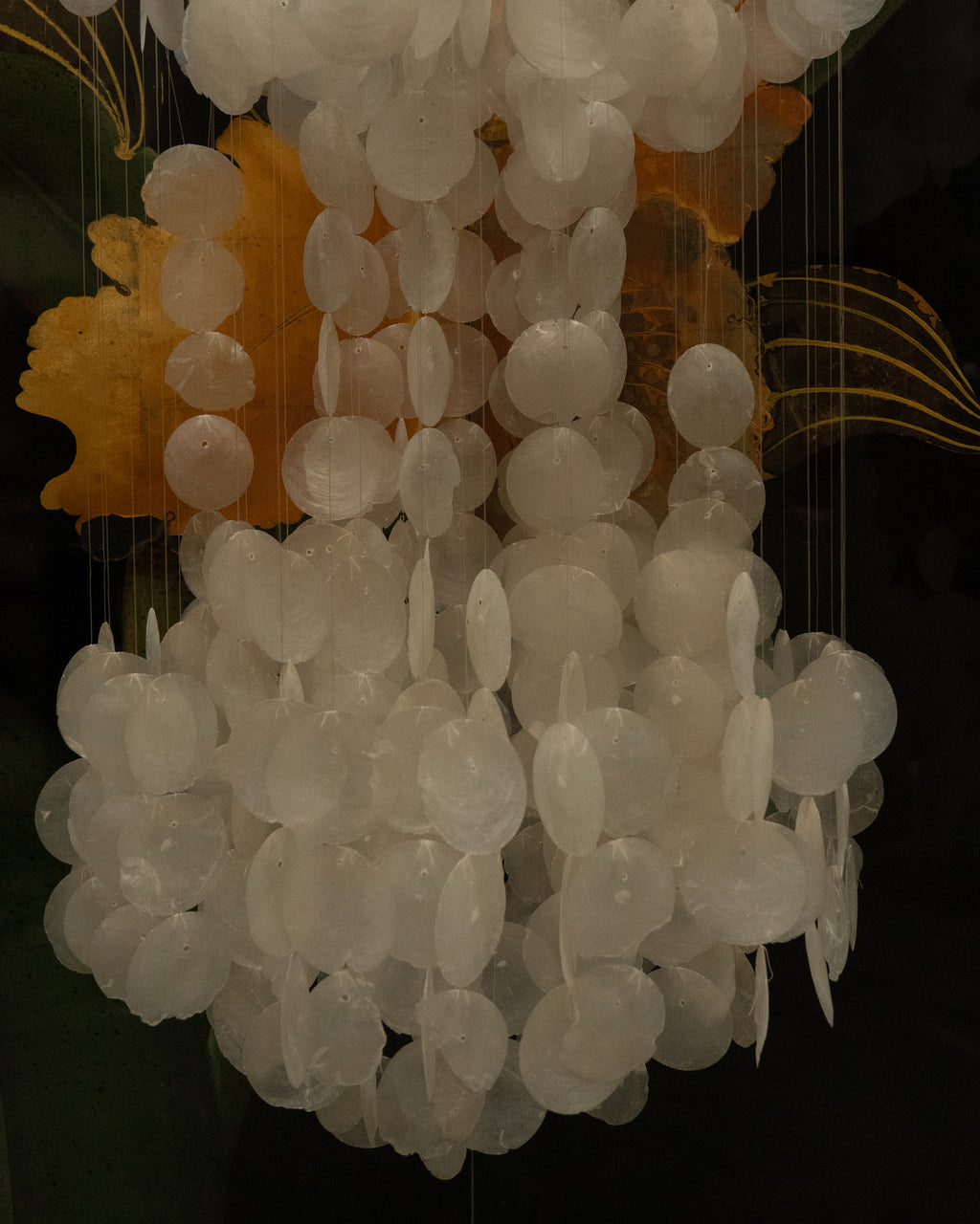 Capiz shell chandelier and wind chime