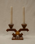 Swedish chip carve wooden candelabra