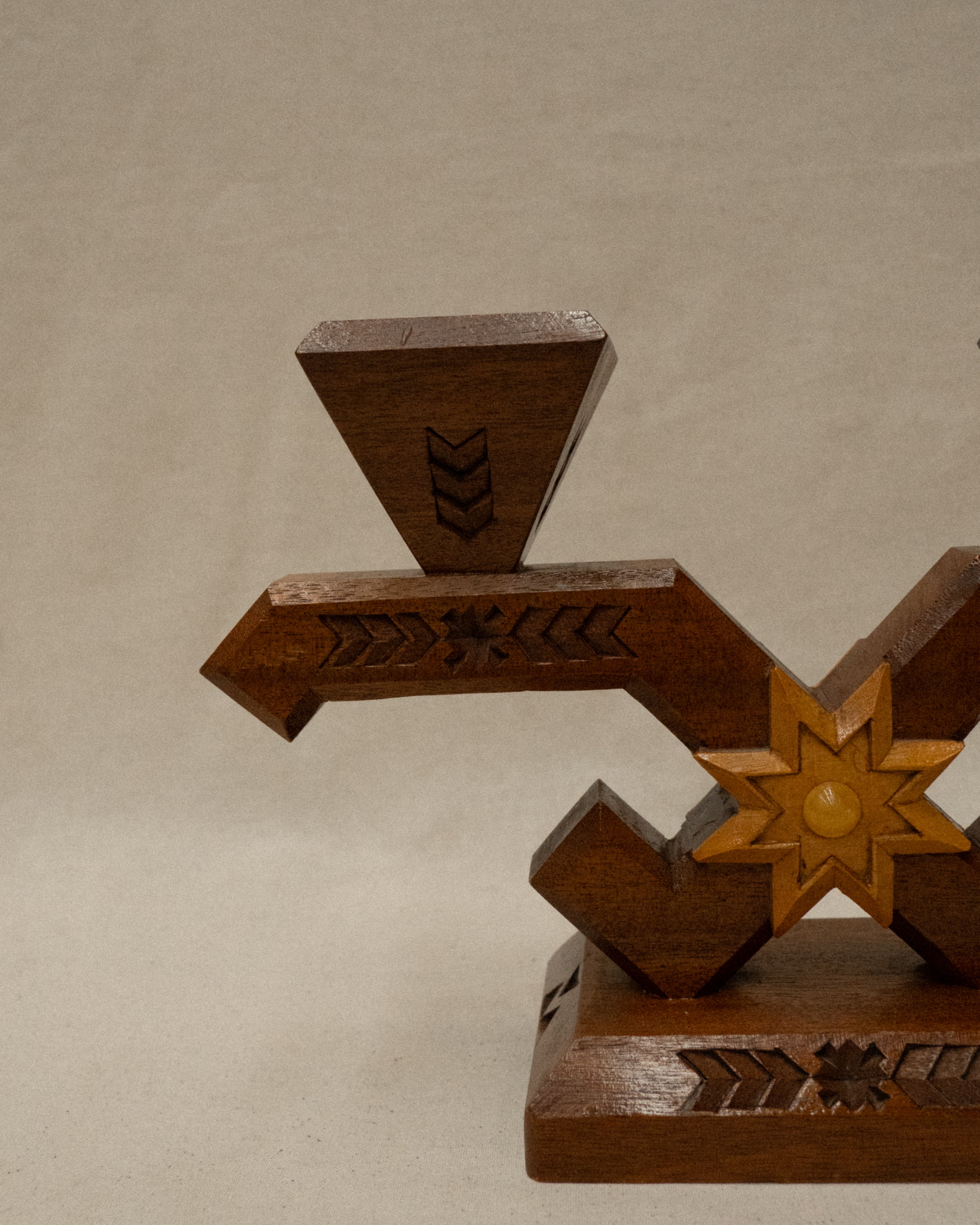 Swedish chip carve wooden candelabra