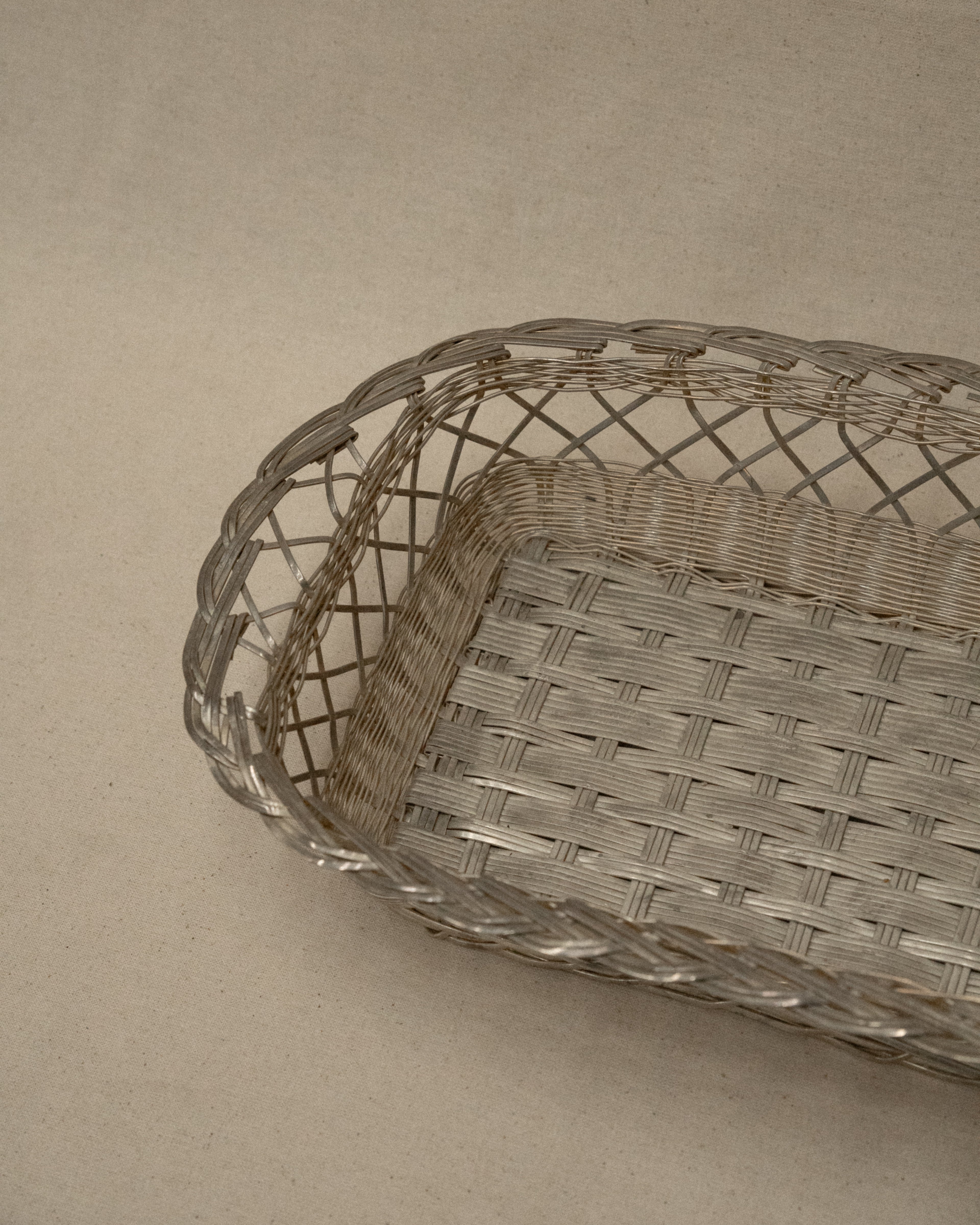 Silver plated woven tray basket