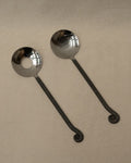 Hammered spiral end servers with black handle