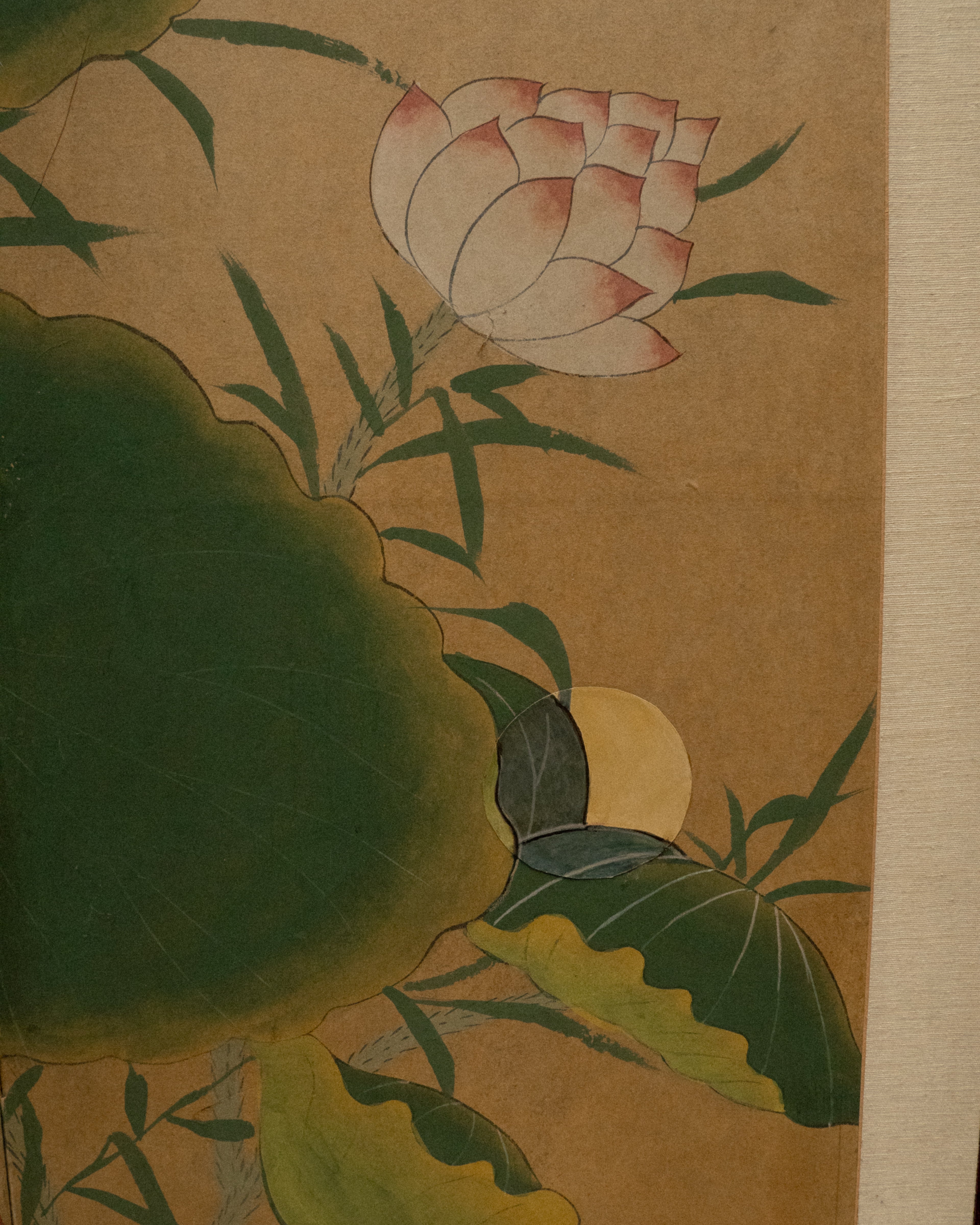 Japanese hand painted four panel folding screen wall hanging