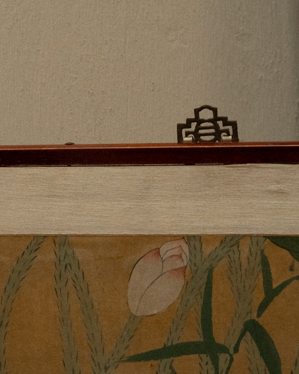 Japanese hand painted four panel folding screen wall hanging