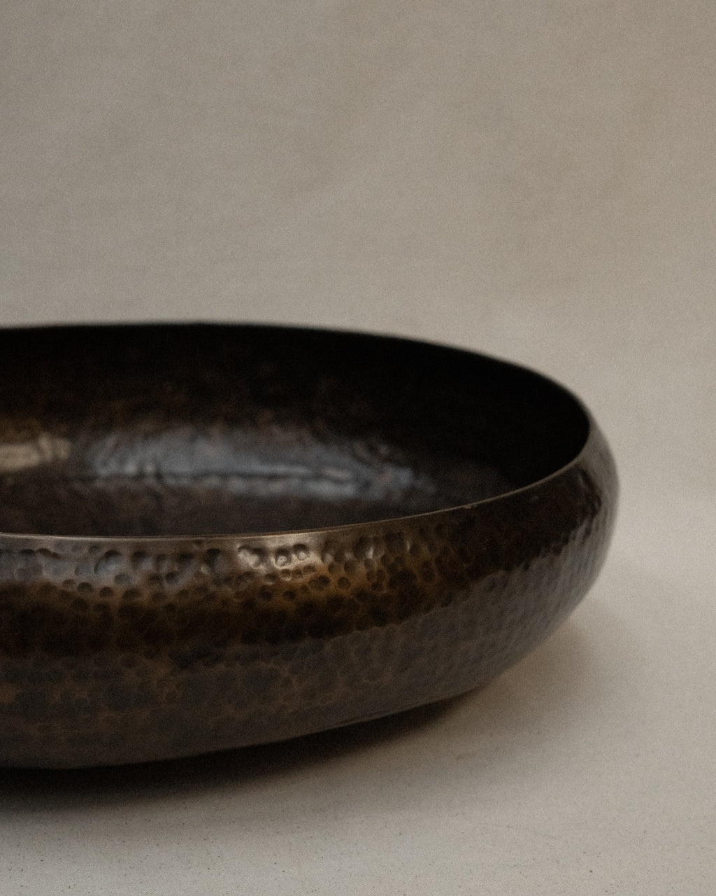 Hammered brass fruit bowl