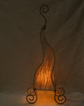 Funky cream lamp with pulp shade, metal spiral feet and top