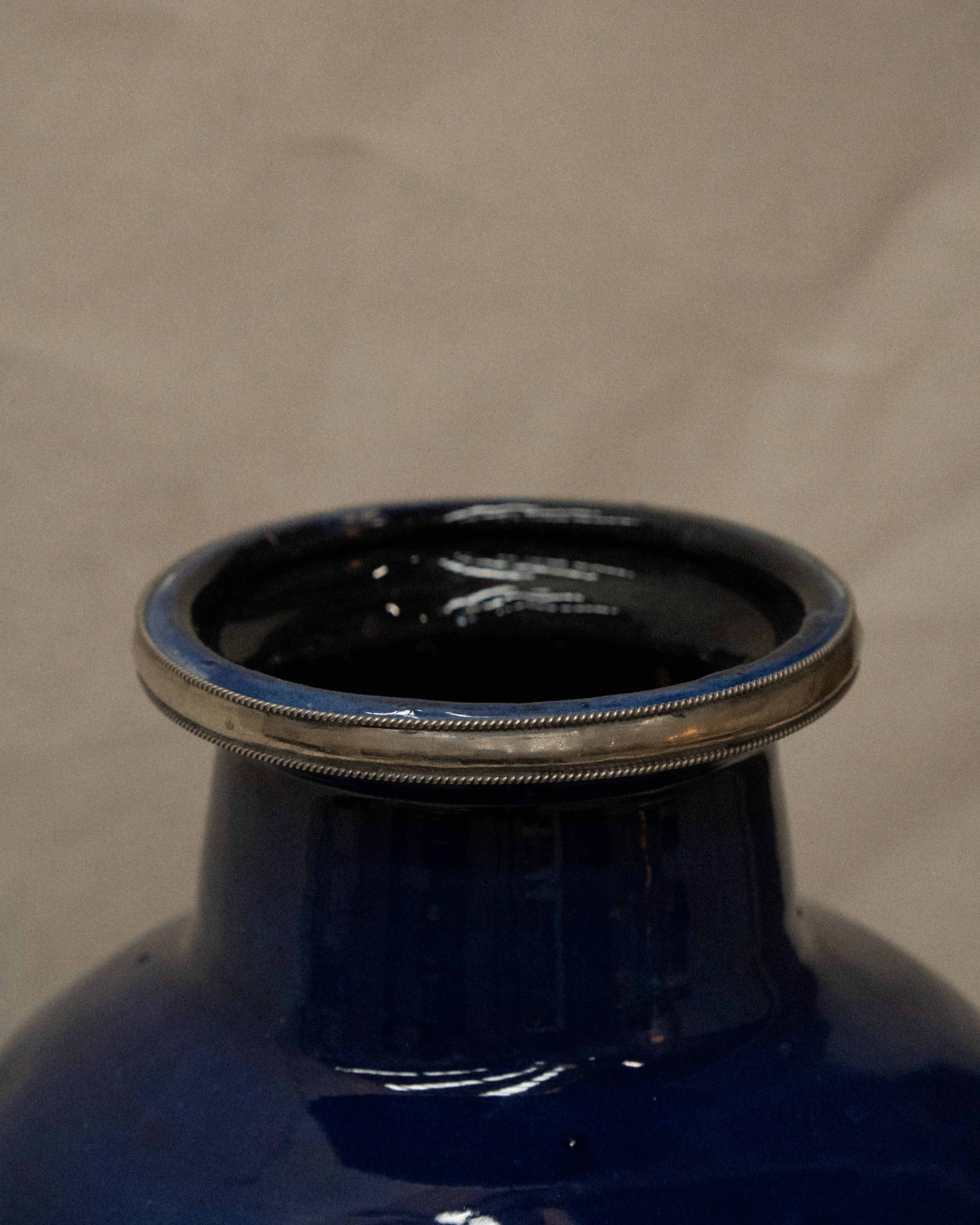 Large blue moroccan ceramic vase