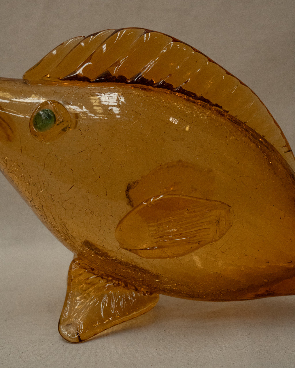 Orange art glass fish vase/wine decanter