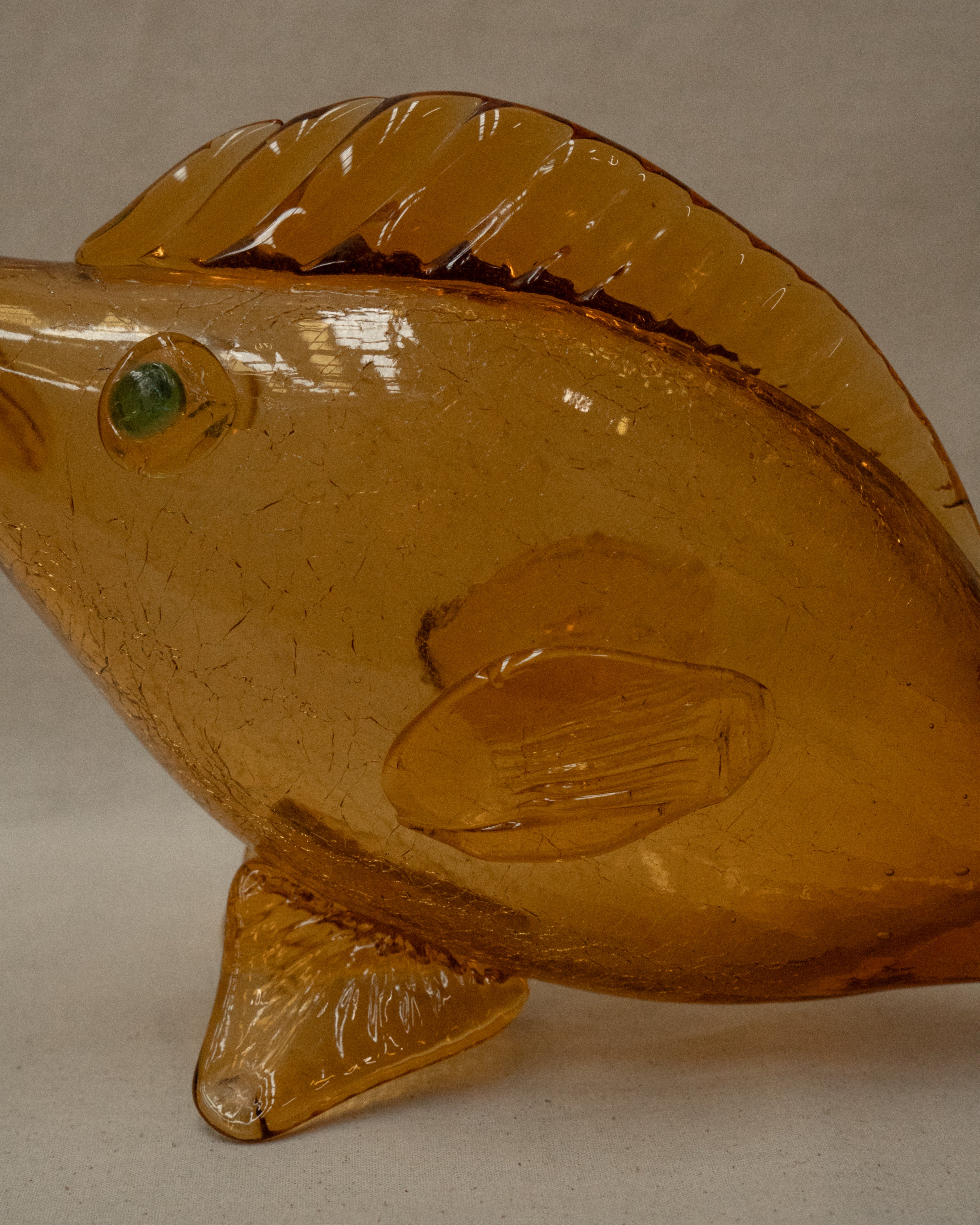 Orange art glass fish vase/wine decanter