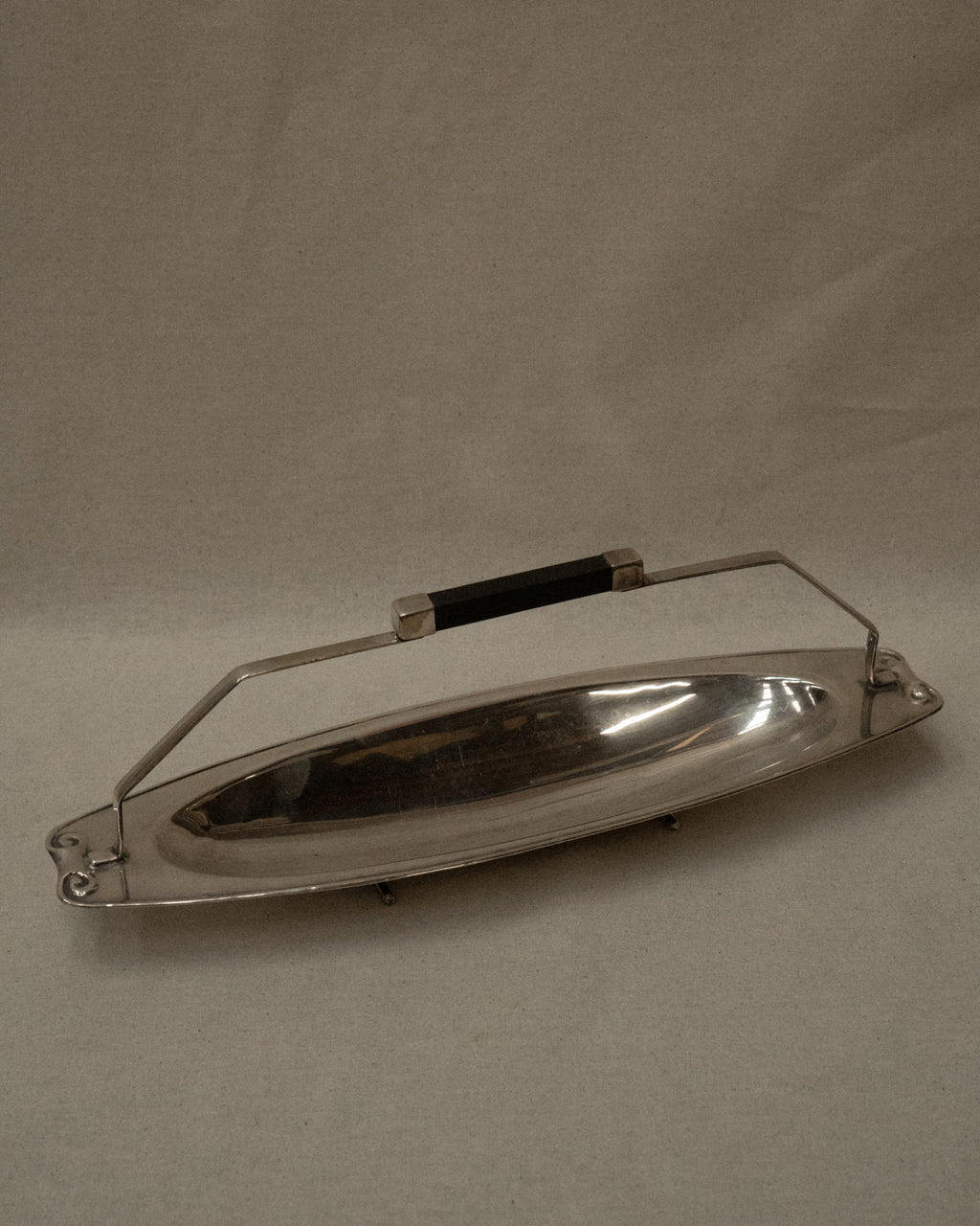Silver plated art deco style tray with handle