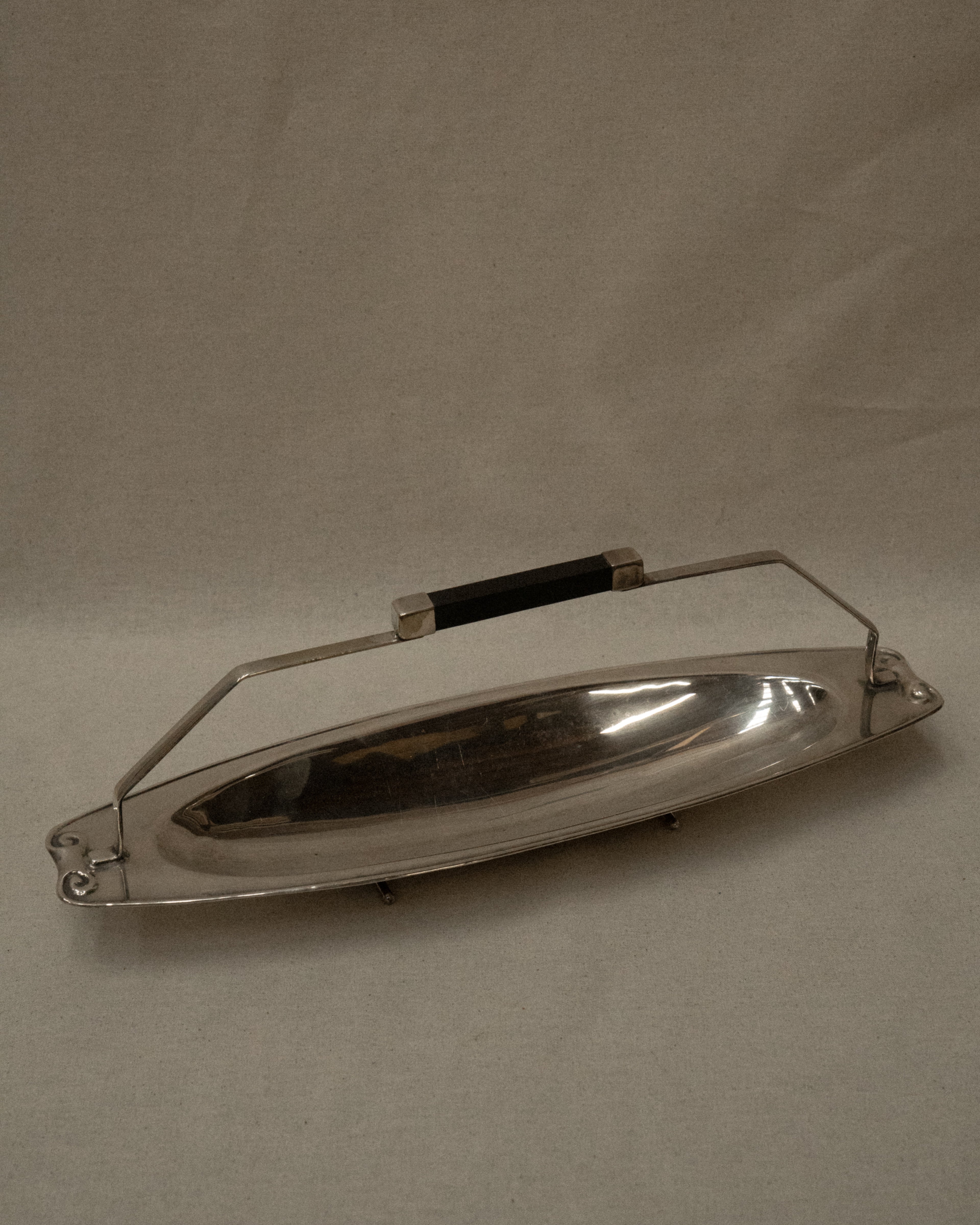 Silver plated art deco style tray with handle