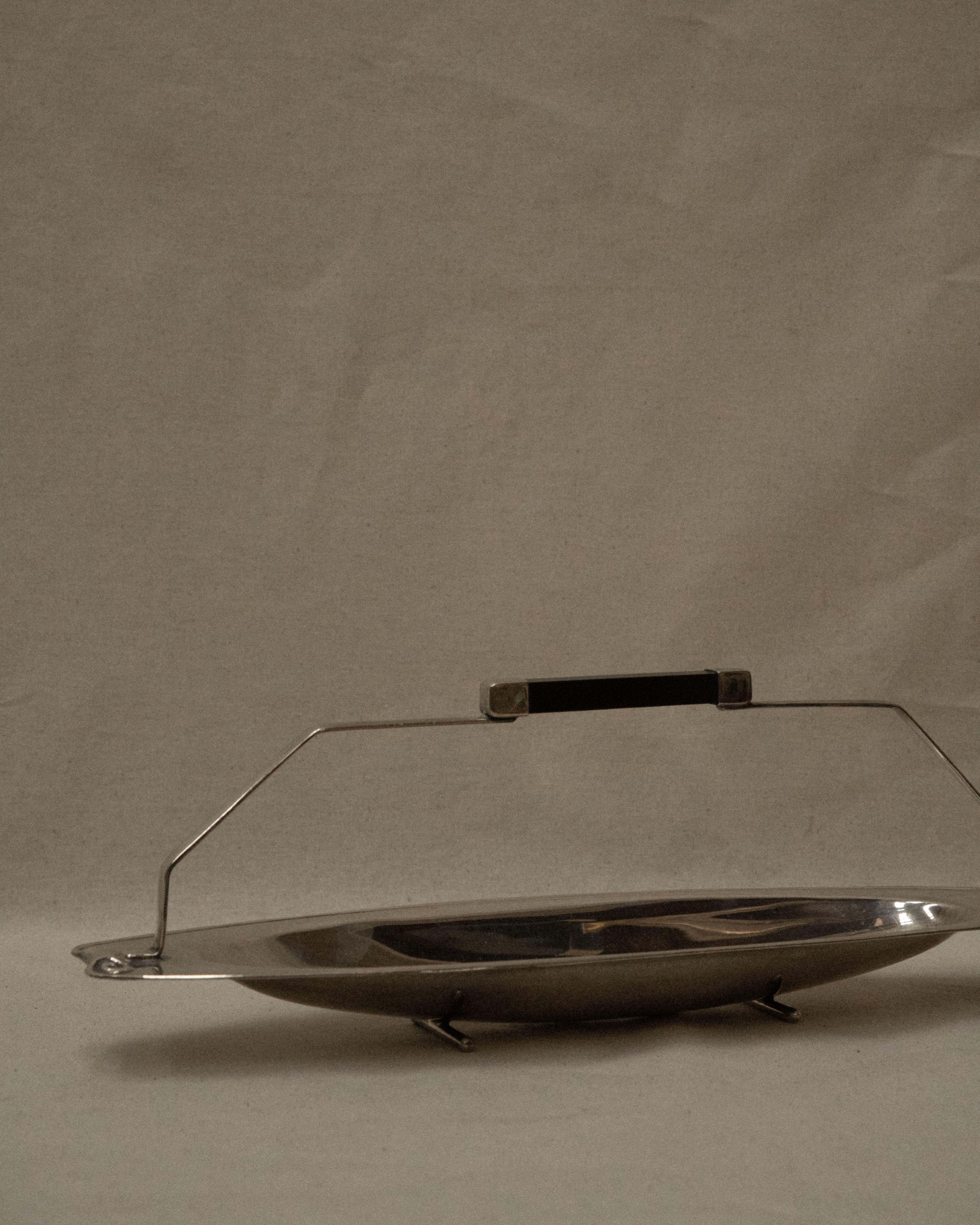 Silver plated art deco style tray with handle