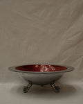 Large aluminum round bowl with spiral feet