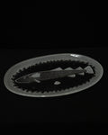 Glass embossed fish and stars dish plate