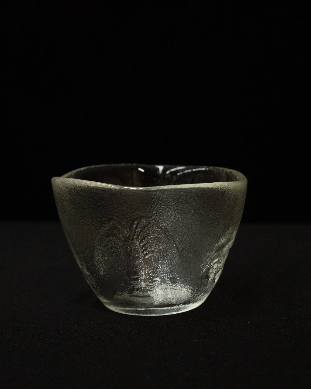 Glass bowl with scallop, lobster, crab, prawn embossing