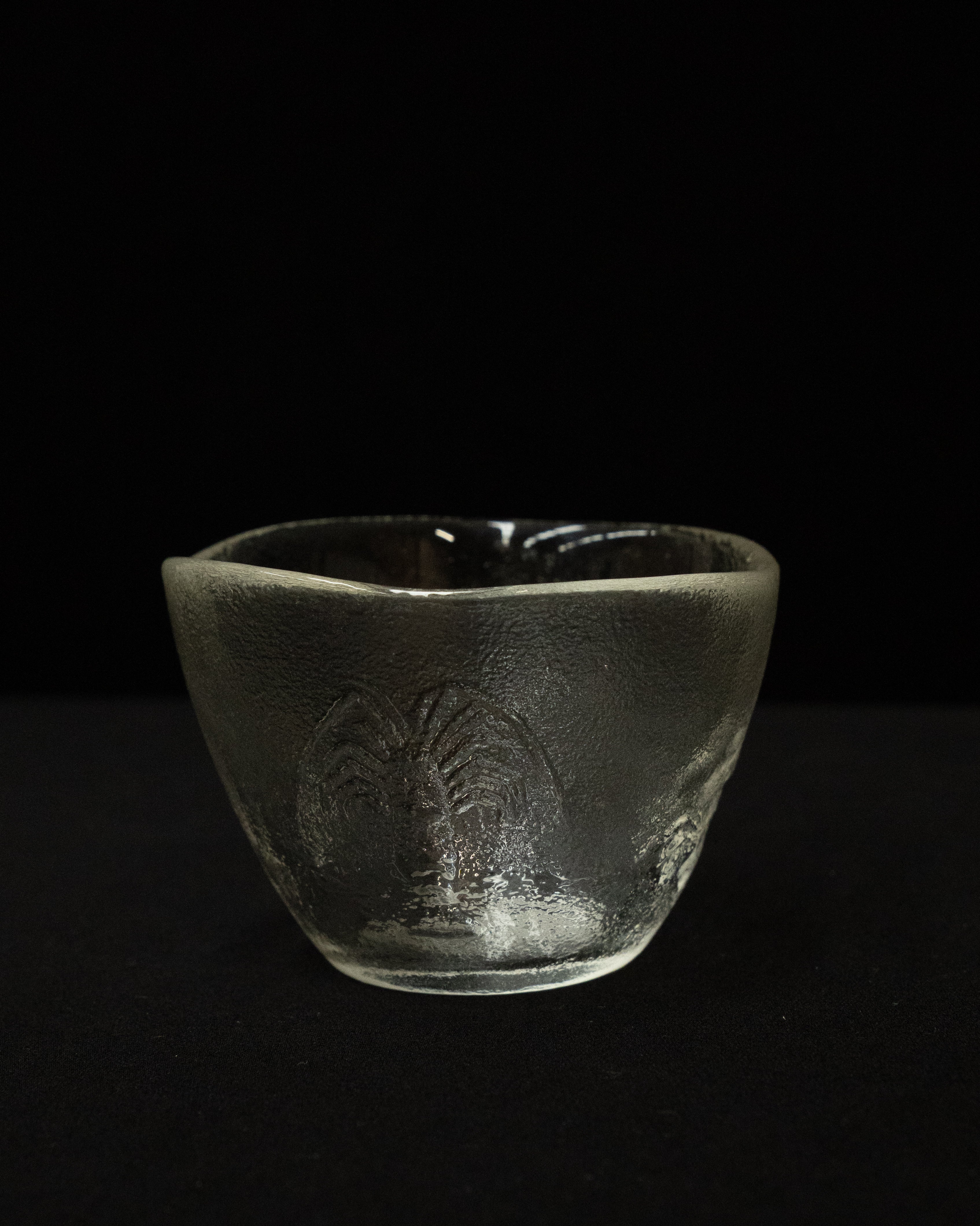Glass bowl with scallop, lobster, crab, prawn embossing