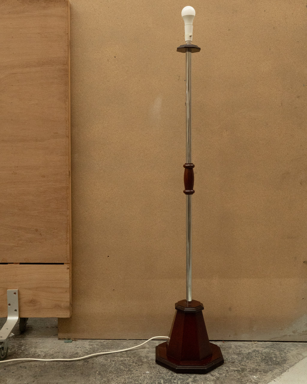Art deco chrome and wood floor lamp